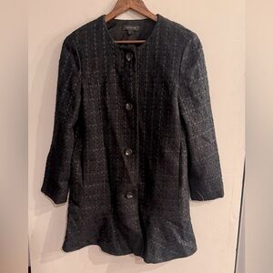 ANN TAYLOR Women's Black Wool Blend Button Down Peplum Hem Coat Size S